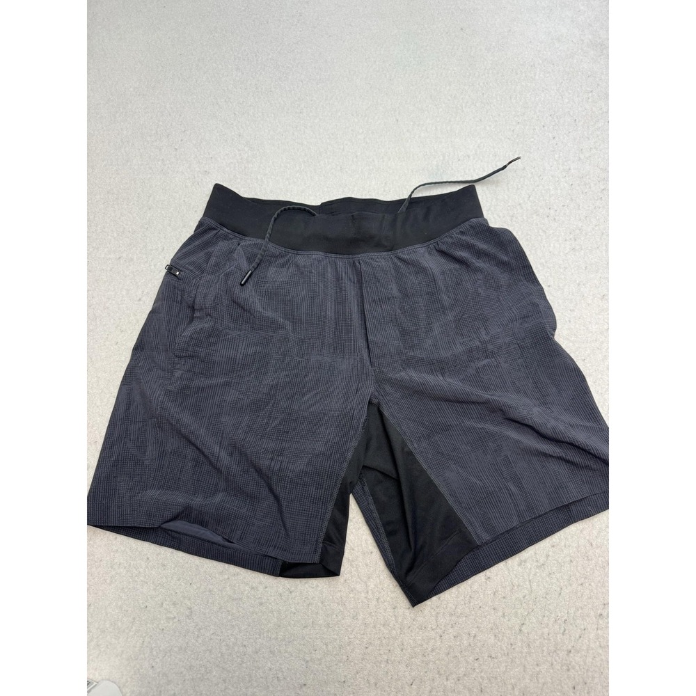 Lululemon Shorts Mens Medium Gray Geometric Lined Running Zip Pocket Athletic